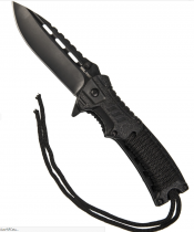 Nůž paracord s křesadlem černý